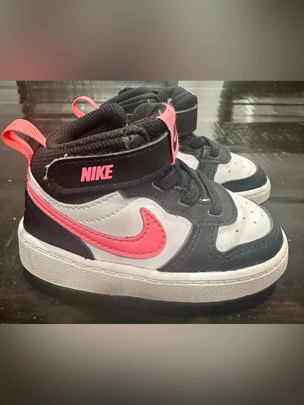 Nike Court Borough Mid 2 (TDV) Toddler Sneaker Pink Black White 5C CD7784-005